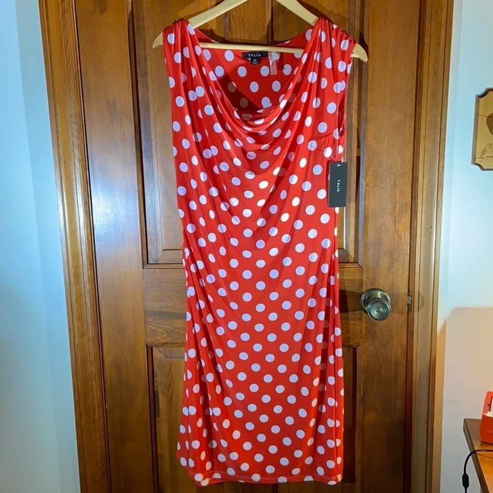 Talia Ted/White Polka Dot Sleeveless Dress